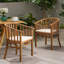 Chaises de salle à manger d'extérieur en bois avec coussins, ensemble de 2, finition teck