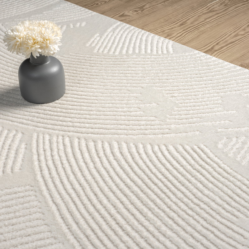 Abani Oltmann Oltmann120A Neutral Brush Stroke Sandbrush Design Cream Area Rug, Rectangle 4' x 6'