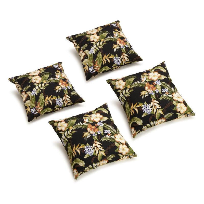Blazing Needles Indoor/Outdoor Throw Pillow, Freeport Ebony