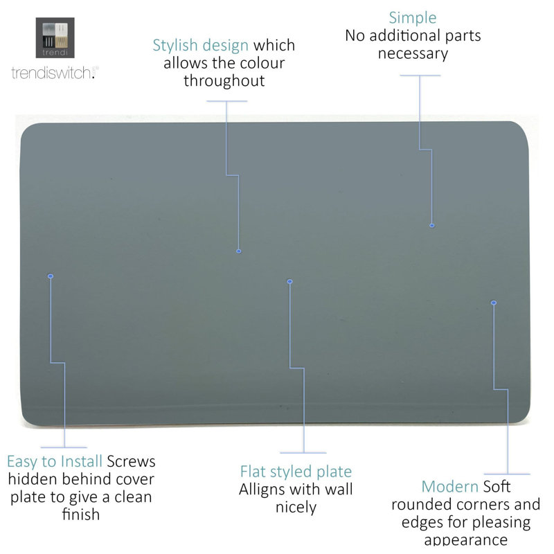 Trendi Switch Double Blanking Plate, Cool Grey