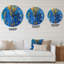 Or et bleu marbré texture ondulée I - horloge murale moderne-59913712