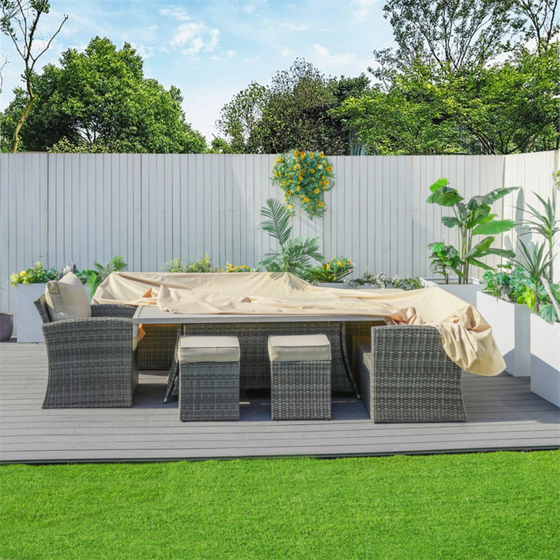 Beige Outdoor Waterproof Furniture Cover – 220×220×80Cm, 240G/? Polyester With PVC Coating & Sealed Seams
