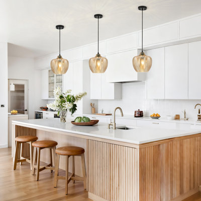 Modern 1-Light Amber Leaf Glass Pendant Light for Kitchen Island, Dining Room, and Bedroom