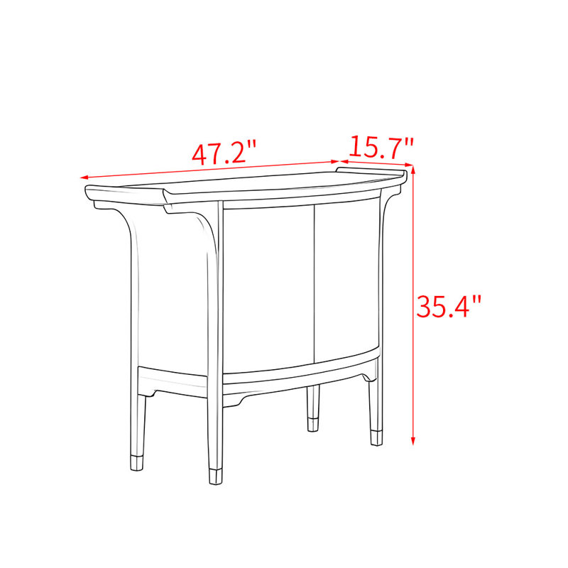 New Chinese-style solid wood console table, 35.4" H x 47.2" W x 15.7" D