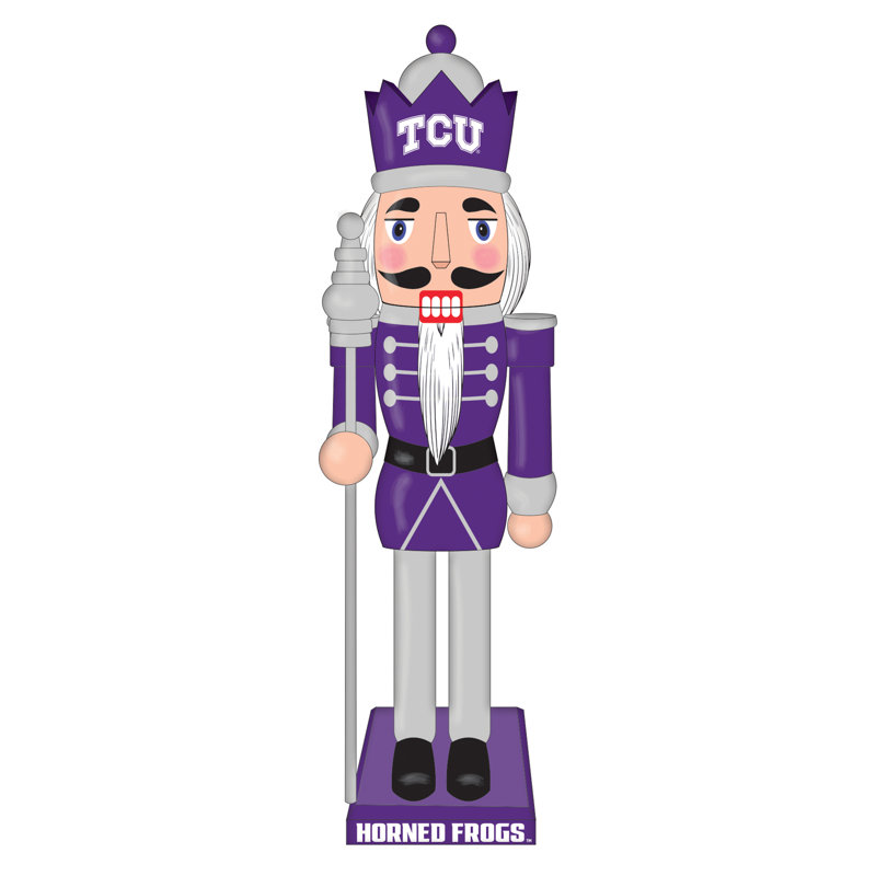 NCAA 12" Wooden Tabletop Nutcracker , NCAA Texas Christian