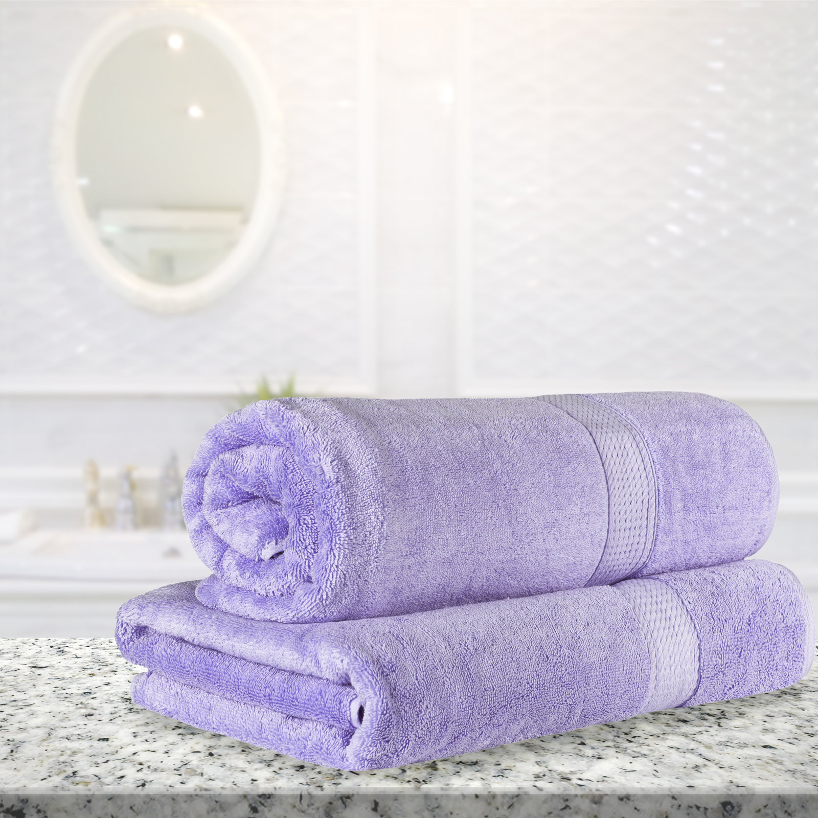 Renata 2-Piece Egyptian Cotton Bath Sheet Set, Purple
