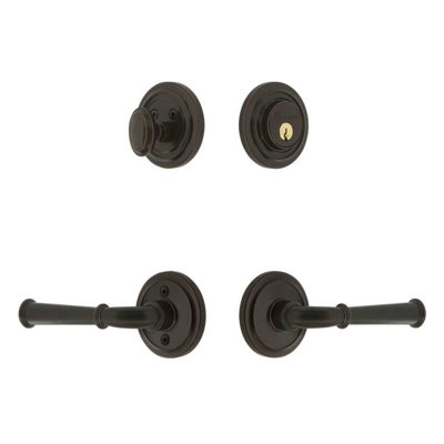 Grandeur Circulaire Rosette Entry Set with Georgetown Lever in Timeless Bronze
