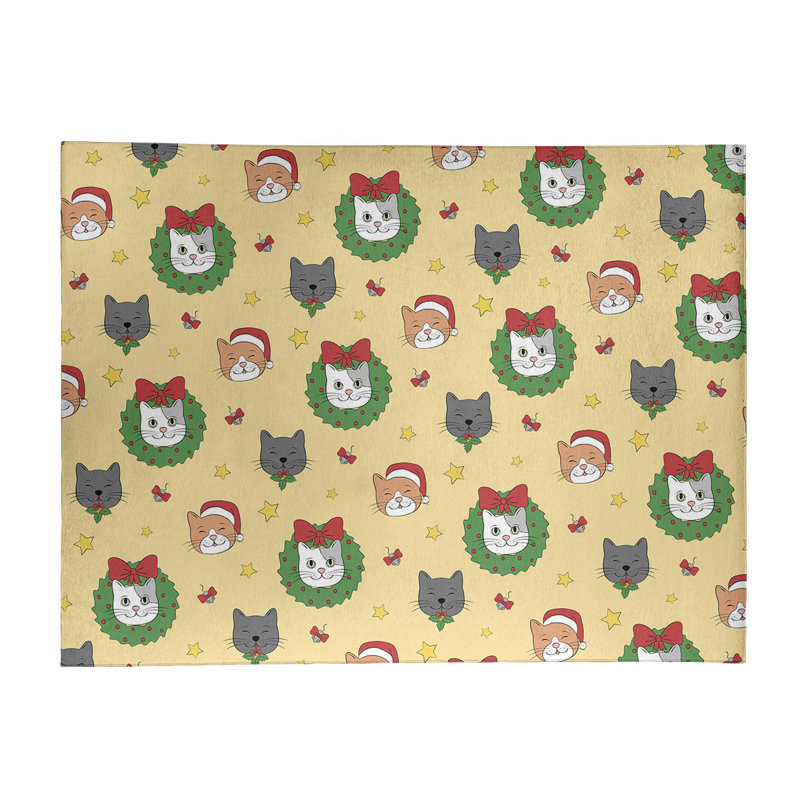 Tapis jaune/vert/gris zone fait main, Rectangle 5 pi x 7 pi