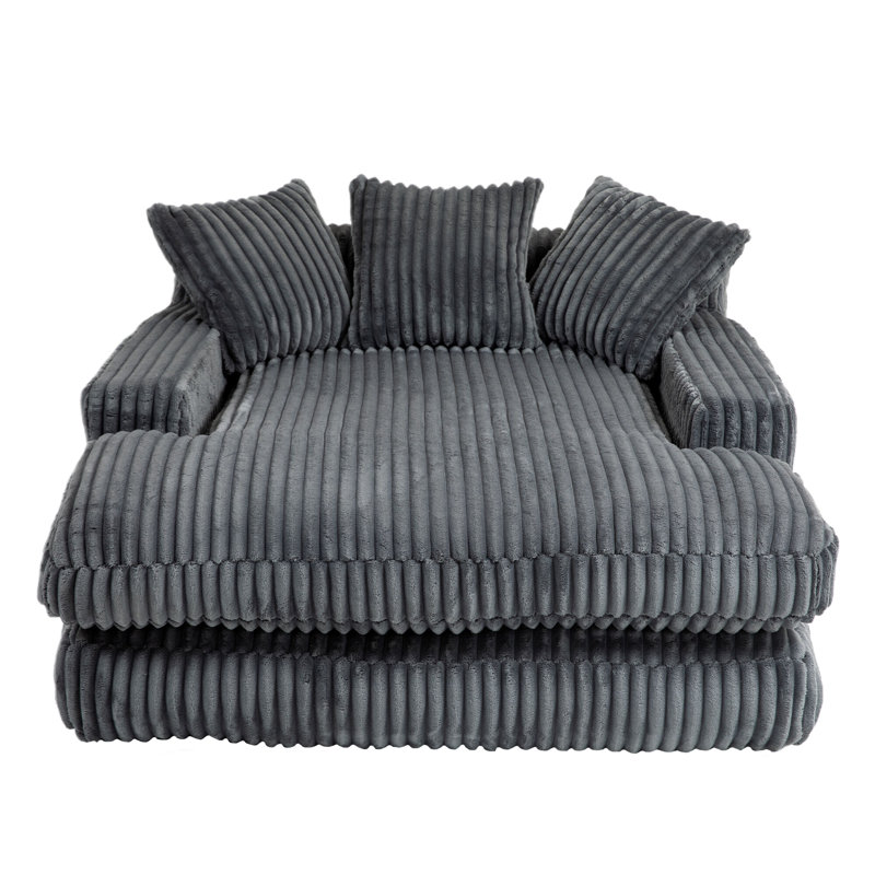Upholstered Chaise Lounge, Dark Grey