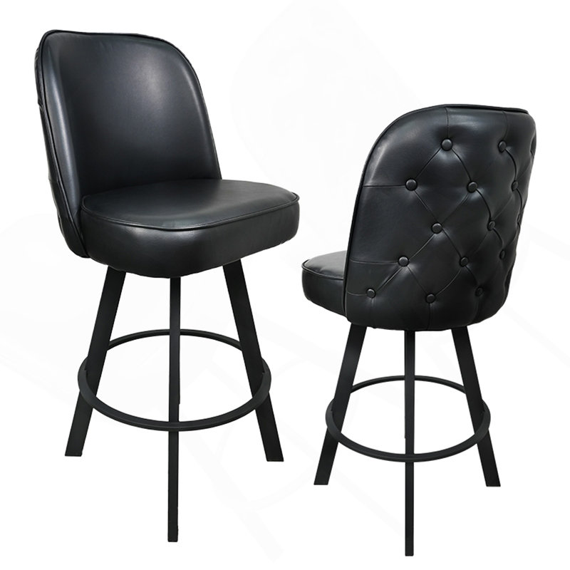Paquet de 2 tabourets de bar rembourrés capitonnés de qualité commerciale de qualité commerciale avec structure en métal pour un siège exceptionnellement confortable pour les restaurants, les cafés, les bars à domicile et les îlots de cuisine (assemblage requis)