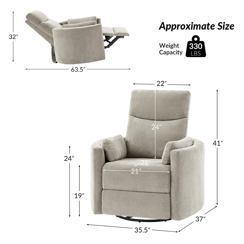 Anneisha Contemporary Swivel Rocker Power Recliner with Moveable Pillows (Set of 2), Gray