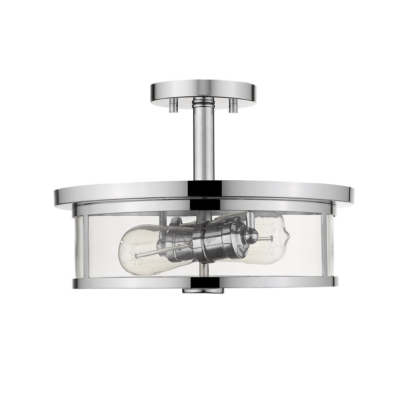Plafonnier semi-encastré cylindrique 13,75 po Attah, Chrome