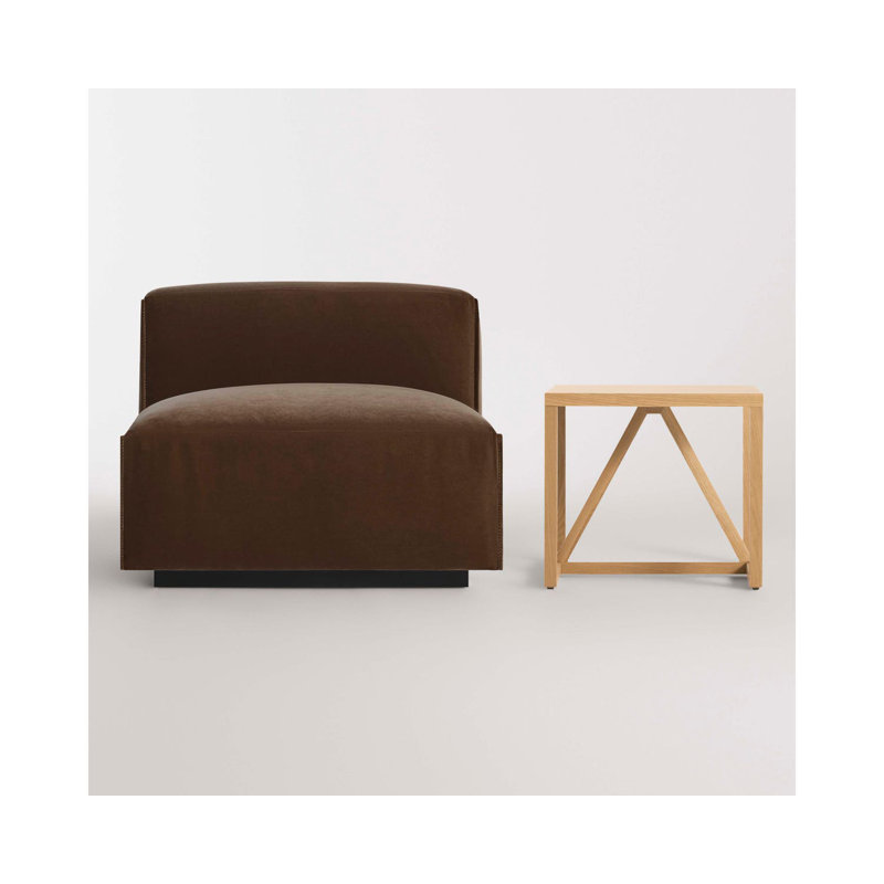 Cleon Slipper Chair, Coffee Velvet Polyester Blend