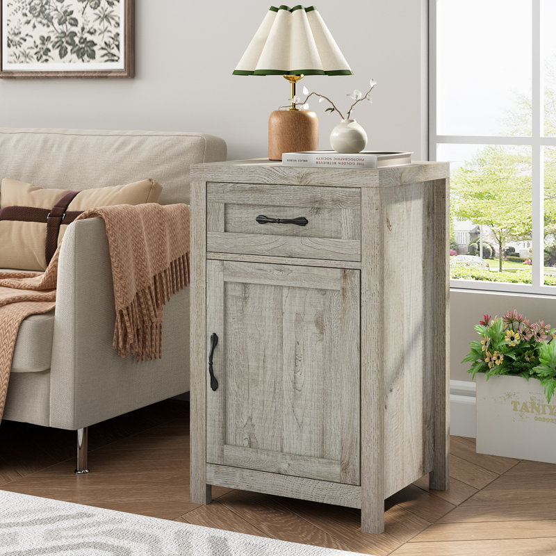 Nightstand With Drawer, Gray