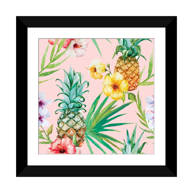 «Hawaii», reproduction d'impression sur toile, H 24 po x l 24 po x P 1 po, Papier avec cadre noir, Blanc