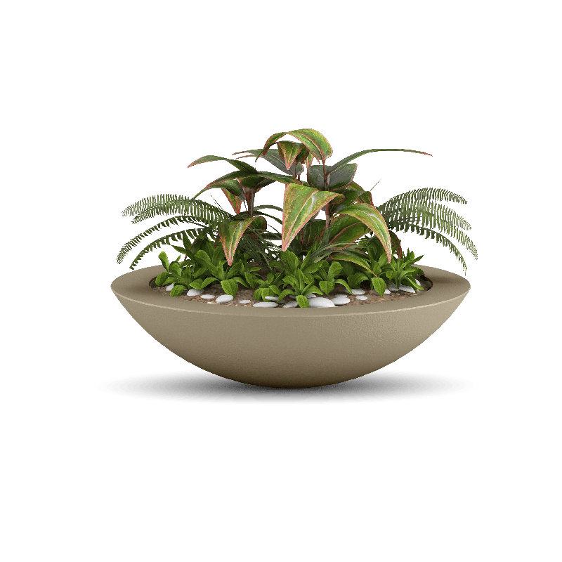 Oceanside Shallow Concrete Planter, SandStone, 6" H x 24" W x 24" D