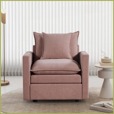 Chenille Fabric Single Seat Armchair with Solid Wood Frame - Plush Comfy Reading Chair for Living Room, 33”W×29.5”D×35”H