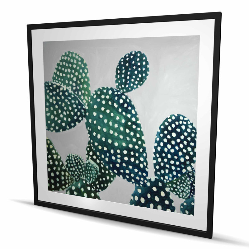 Opuntia cactus, reproduction encadrée - Décoration florale de salle de bain