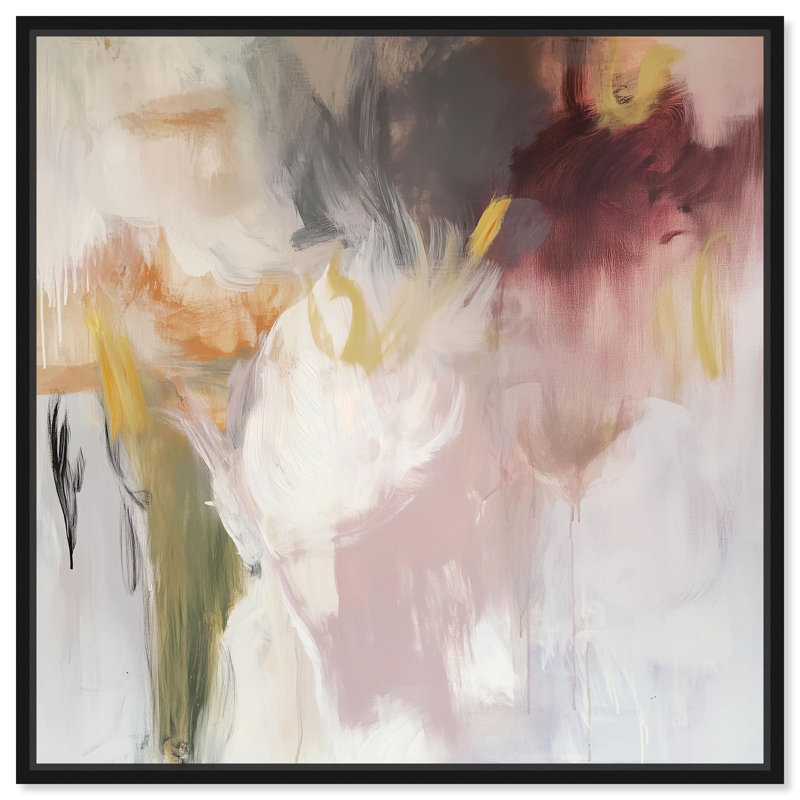 "Painterly Energy", art abstrait neutre par , H 13 po x l 13 po, Cadre flottant noir