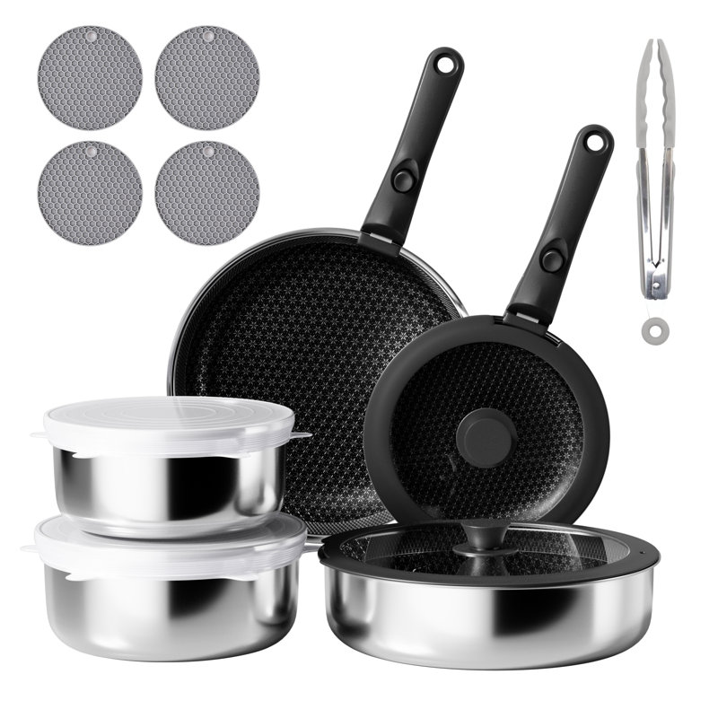12 - Piece Non-Stick Stainless Steel Cookware Set