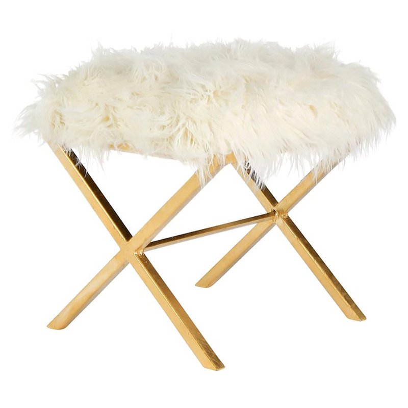 Soho Iron Accent Stool, Gold Leaf