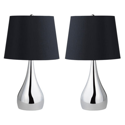 Metal Table Lamp With White Linen Shade