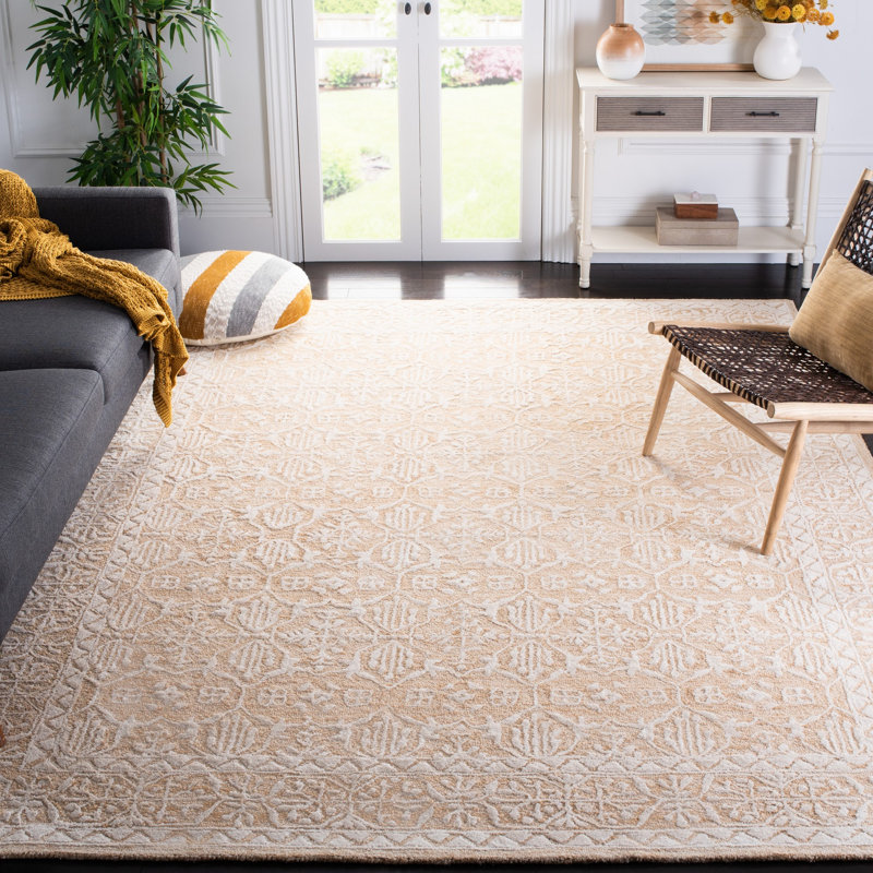 Pezanetti Hand Tufted Wool And Cotton With Latex Geometric Rug, Rectangle 5' x 8'