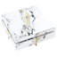 Table basse moderne carrée texturée en marbre avec 4 tiroirs et base suspendue, blanc, 43,3 po