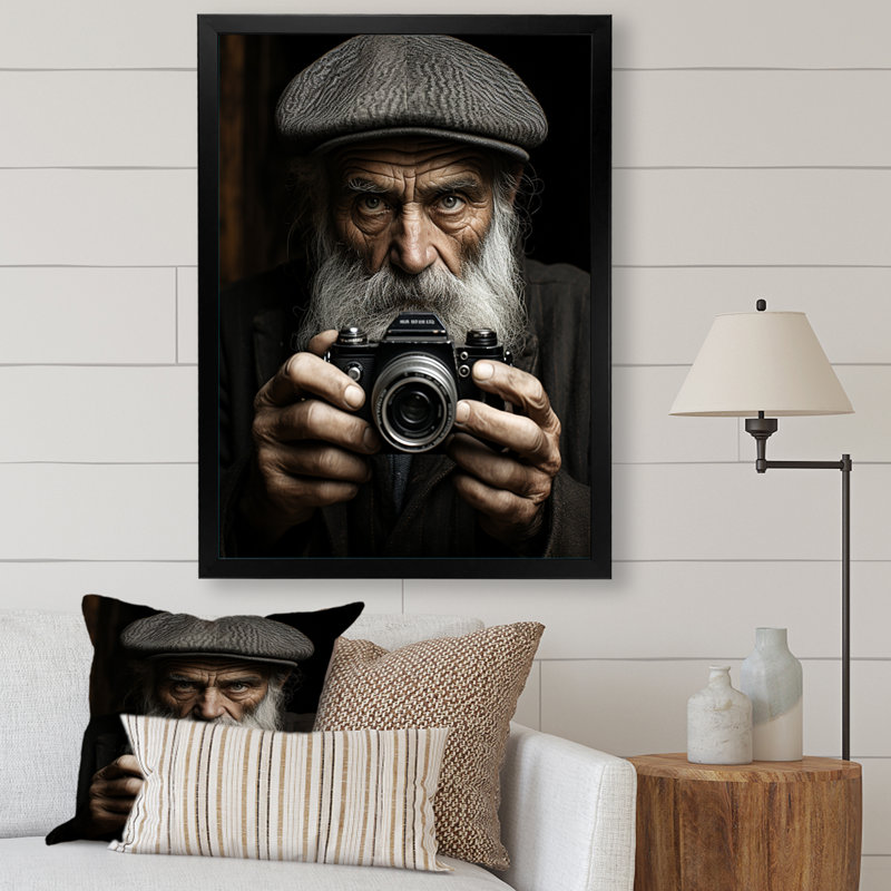 Portrait d'un homme en noir et blanc - impression, Cadre photo noir, H 40 po x l 30 po x P 1,5 po