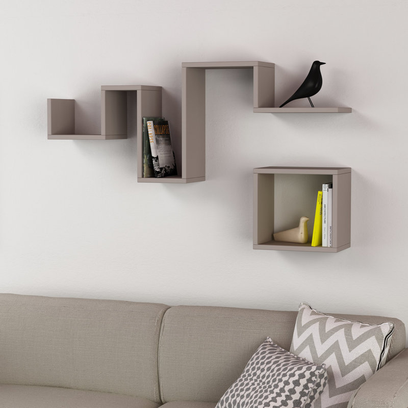 Morse 2 Piece Floating Shelf, Light Mocha