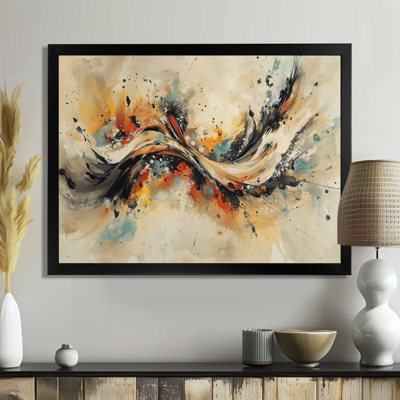 Nykhia - Abstract Wall Art, Cadre simple, Noir, H 12 po x l 20 po