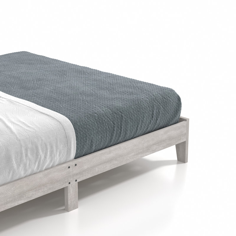 Lit plateforme Allyannah, Gris poussiéreux / chêne