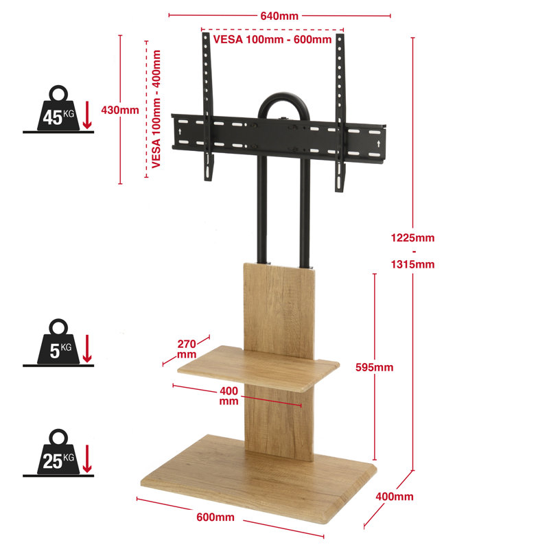 Mayren Unfinished TV Stand for TVs up to 70" with Fireplace Included, Light Oak