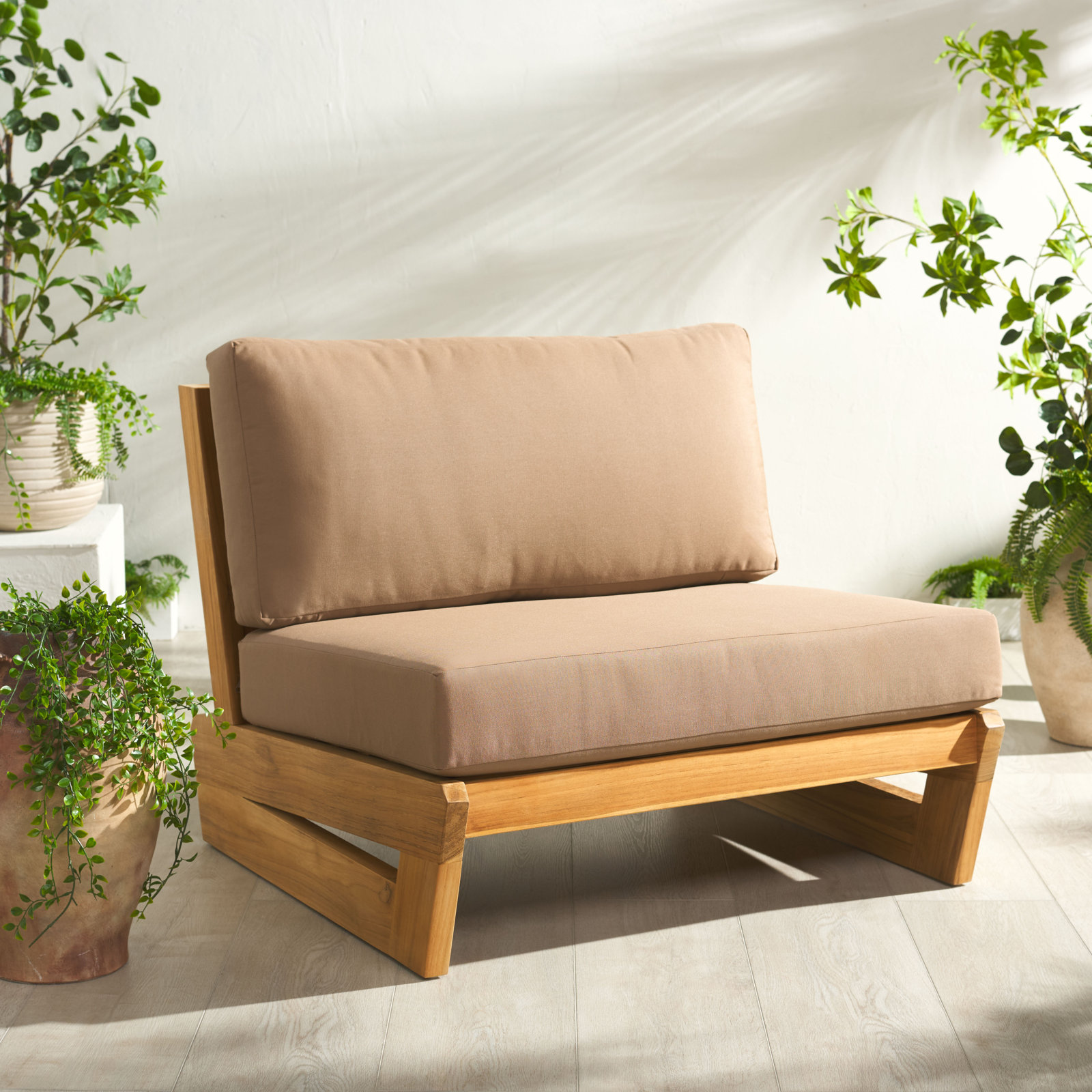 Despina Teak Patio Chair with Cushions, Brown