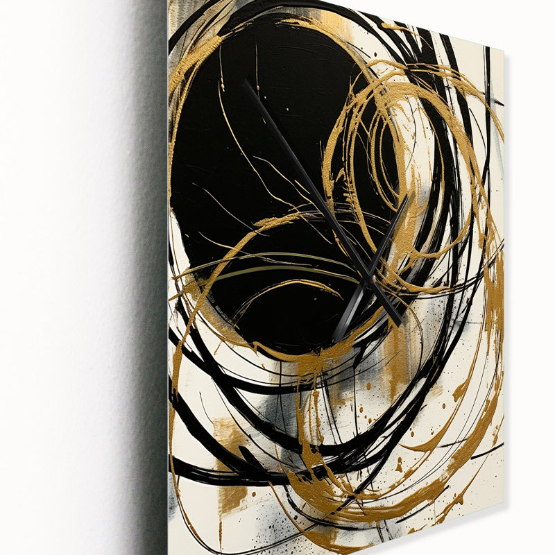 Jaszmine - Horloge murale peinture abstraite, H 28 po x l 12 po x P 1 po