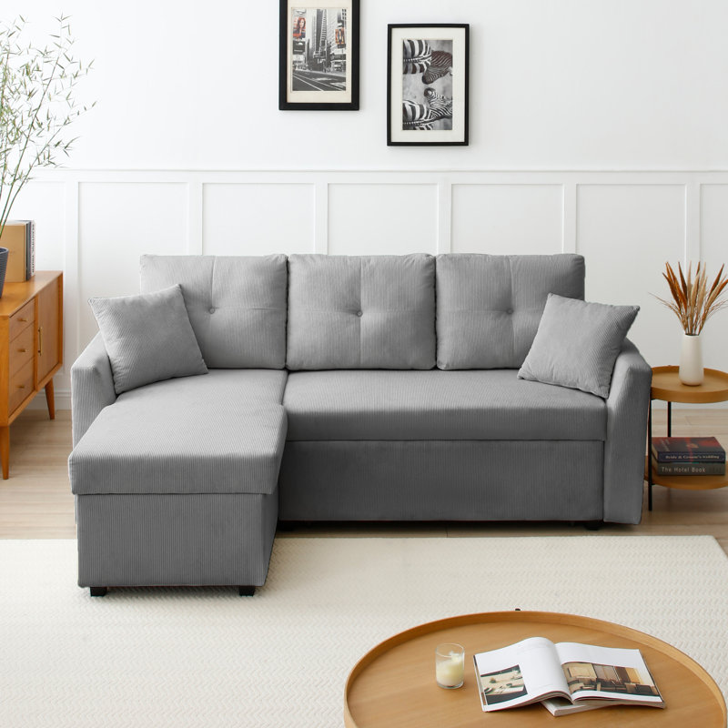Canapé-lit modulaire en L 85,5 po, Gris