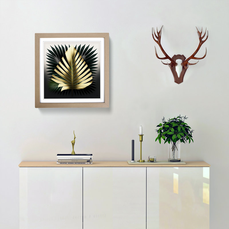 Palm Leaf Bauhaus - Framed Print, Oak