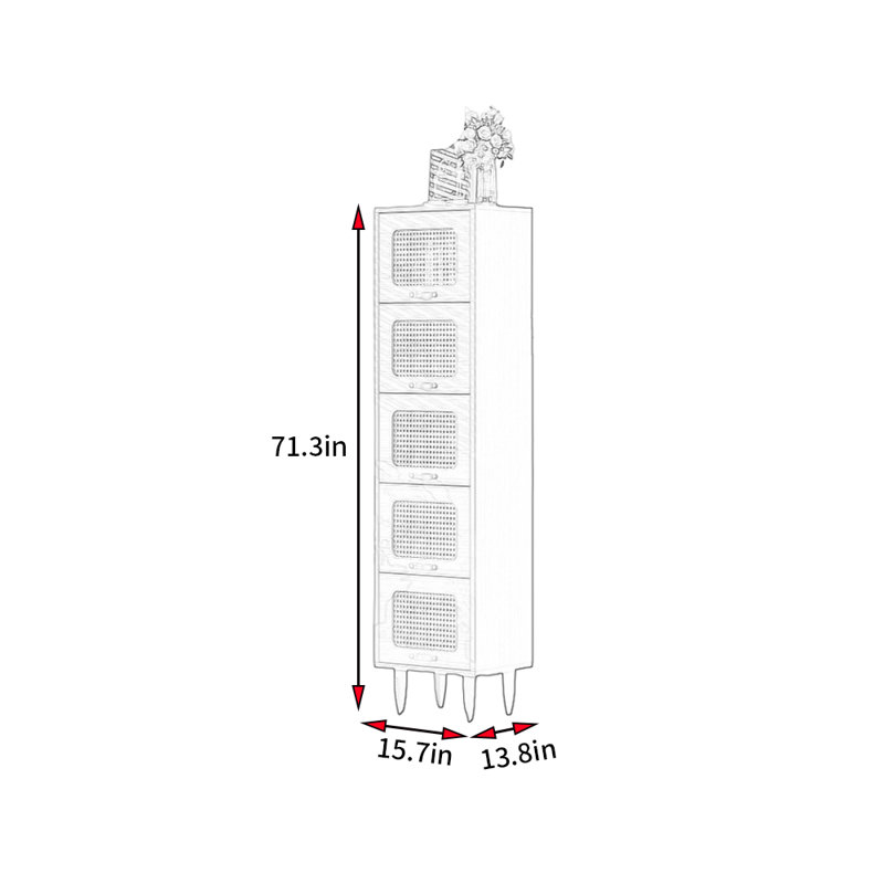 Dayde, (5 Shelves) 71.3"H x 15.7"W x 13.8"D
