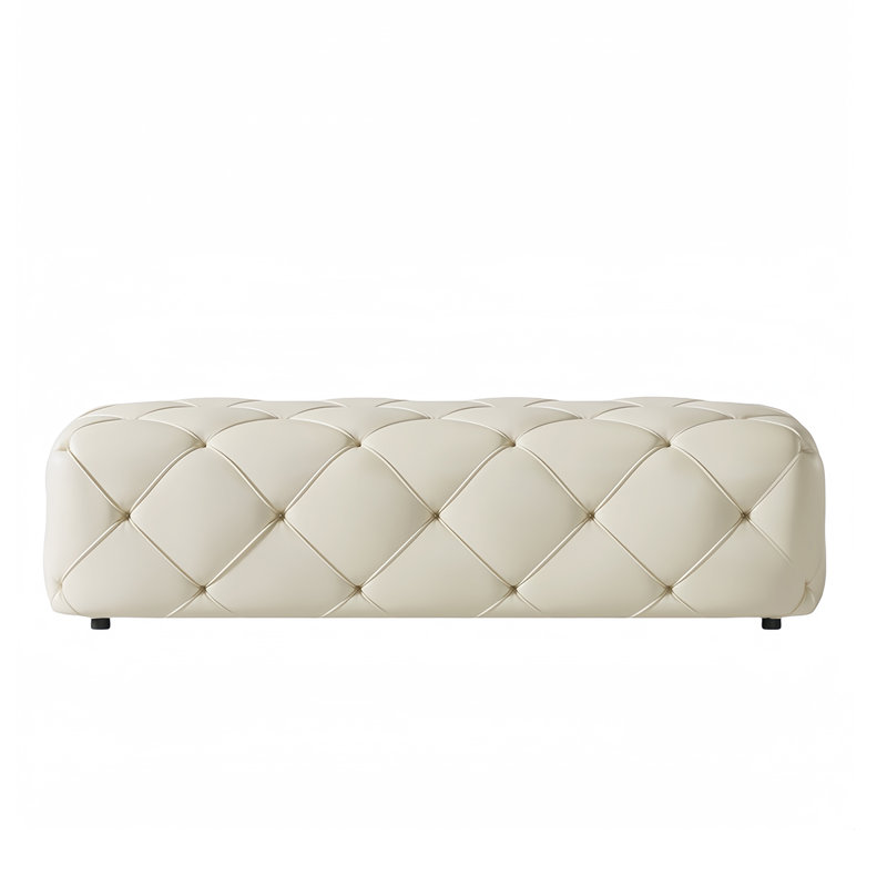 Banc rembourré élégant en cuir, H 17,71 po x l 66,14 po x P 18,89 po