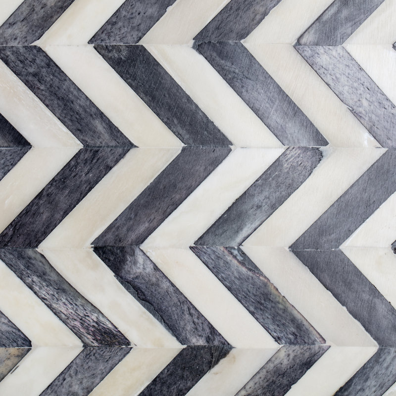 Zahra Round Black and White Bone Inlay Side Table