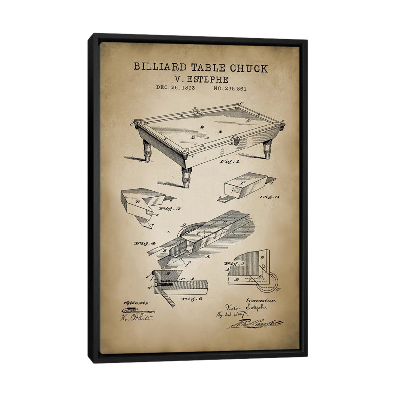 «Billiard I», impression sur toile, H 26 po x l 18 po x P 1,5 po, Toile avec cadre noir