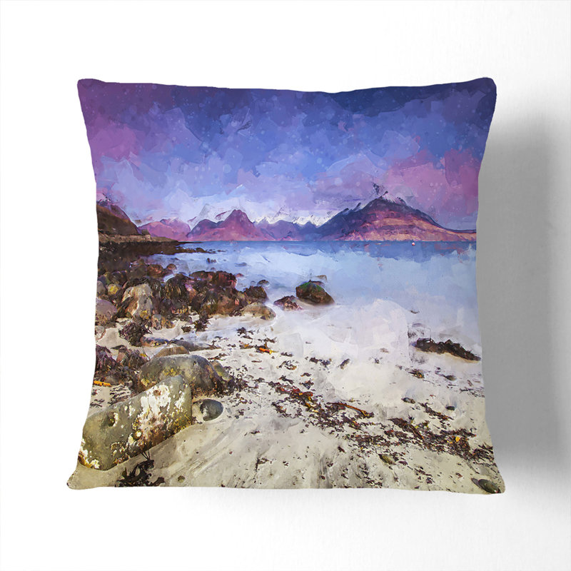 Elgol Village in the Isle of Skye in Abstract Cushion with Filling, White, 40cm H x 40cm W x 15cm D