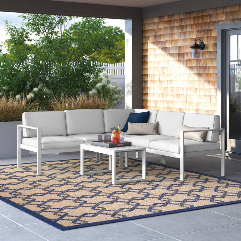 Karen Sectional Seating Group with Cushions, White