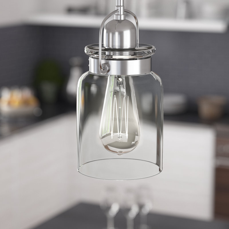 Luminaire suspendu en pot 1 lumière Leyden, Nickel brossé