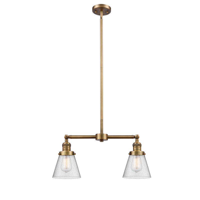 Stonecipher 2 - Light Kitchen Island Pendant, 6 Watt Vinage LED Bulb, Seedy, Brushed Brass