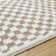 Cabble Checkered Machine Woven Polyester Area Rug in Tan/White