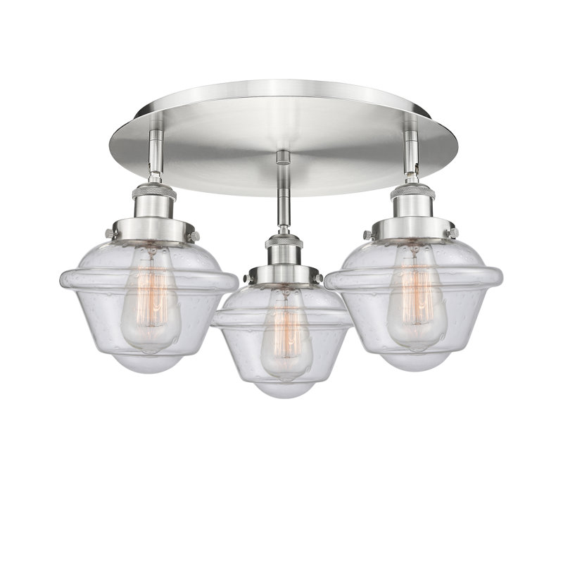 Grourke Glass Flush Mount, Seedy, Satin Nickel