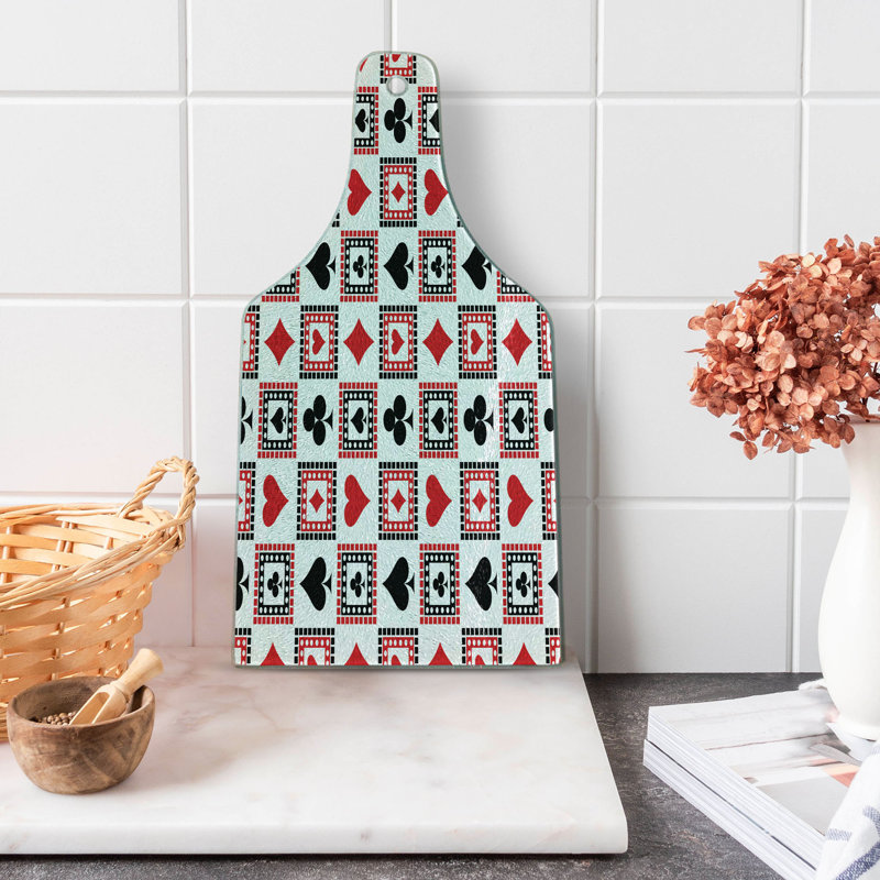 Scarlet and Black Casino Themed Tempered Glass Cutting Board