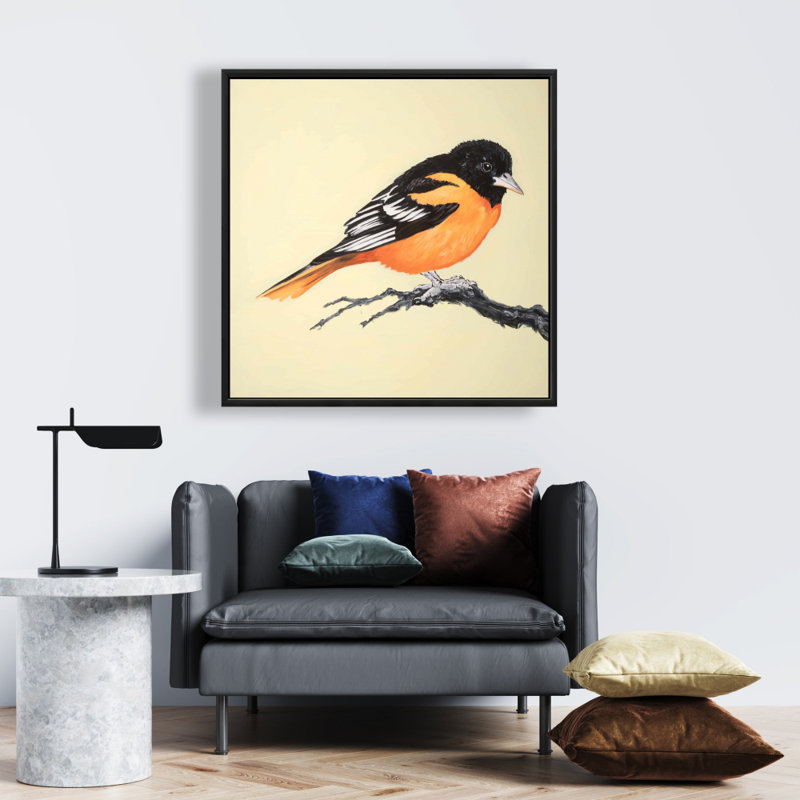 Toile réaliste avec petit oiseau | Art encadré pour décoration intérieure, H 25,25 po x l 25,25 po
