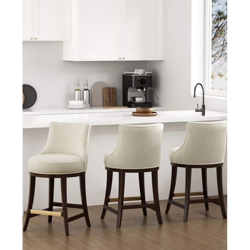 Tabouret de comptoir rembourré Lucia, Naturel, Tabouret de comptoir (hauteur d'assise 26,4 po), 1